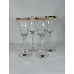 Mikasa Austria Jamestown Gold Trim Glasses Goblets Set of 4
